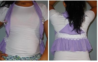 Camisa de manga com bolerio em cima.